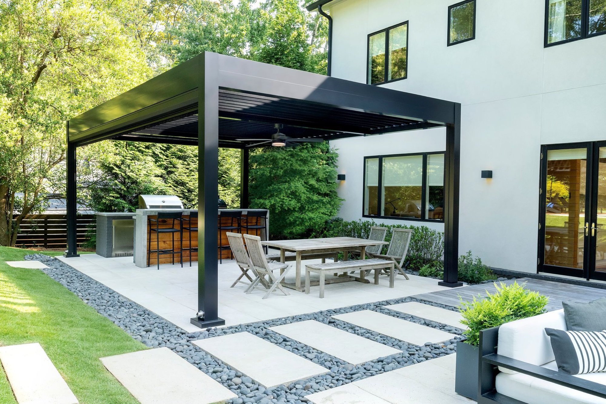 Solid-roof covered patio with integrated lighting — Naples, Florida