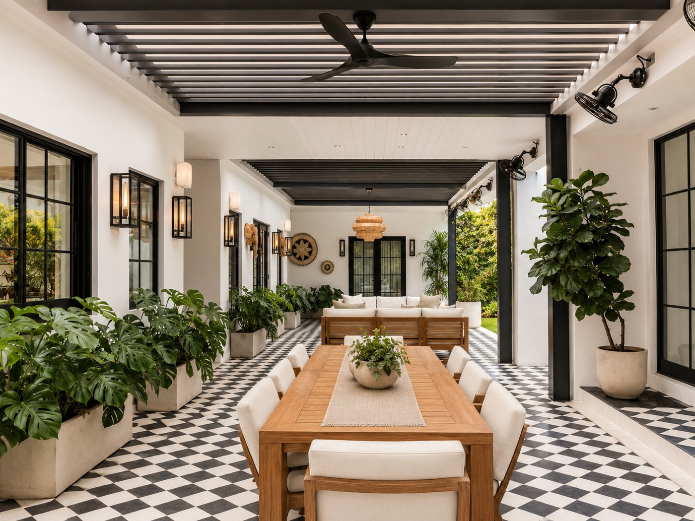 Gray bronze aluminum louvered roof pergola, Florida outdoor living
